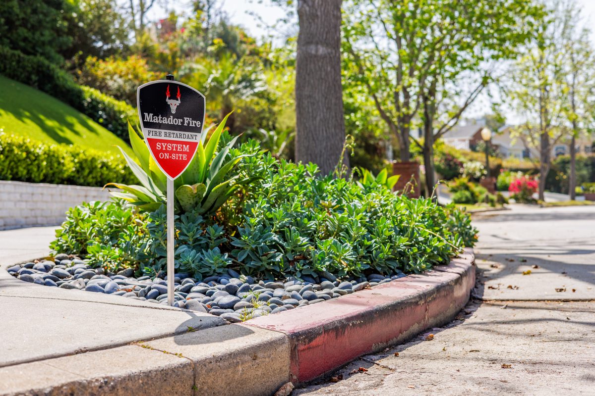 Matador Fire system yard sign at a protected home