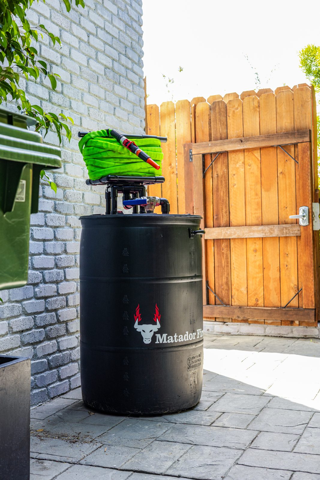 Matador Fire retardant barrel system installed at a residence